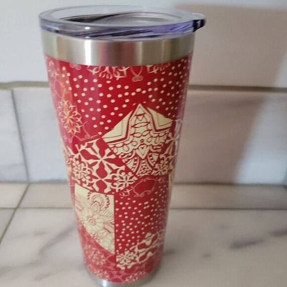 Kiss My Grits Designed Stainless Steel Red Travel Mug Coffee Tumbler - Picture 2 of 6